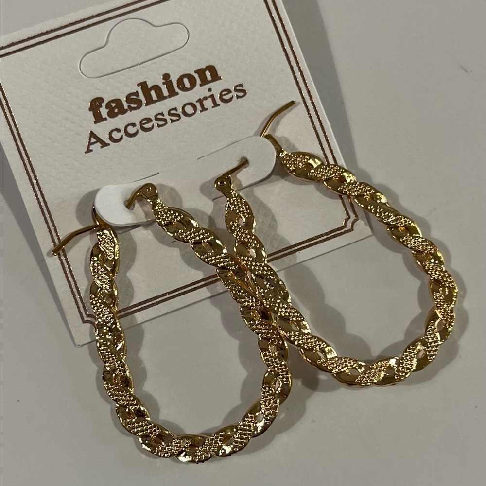NWT Gold Twisted Hoop Earrings